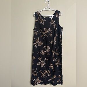 Dana Kay Plus Size 18W Sleeveless Dress Resort Black Floral Vacation Rayon Maxi